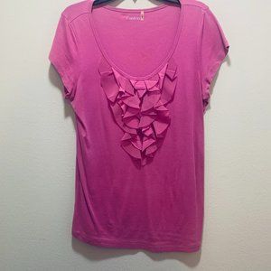 Caslon- Pink Scoop Neck Tee with Ruffles- Size XL
